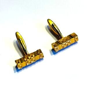 Gold cufflinks mod brutalist mid century textured rectangle bars vintage signed